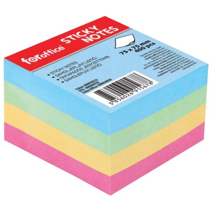 Blok samolepljiv kocka 75x75mm 400L FORoffice pastel