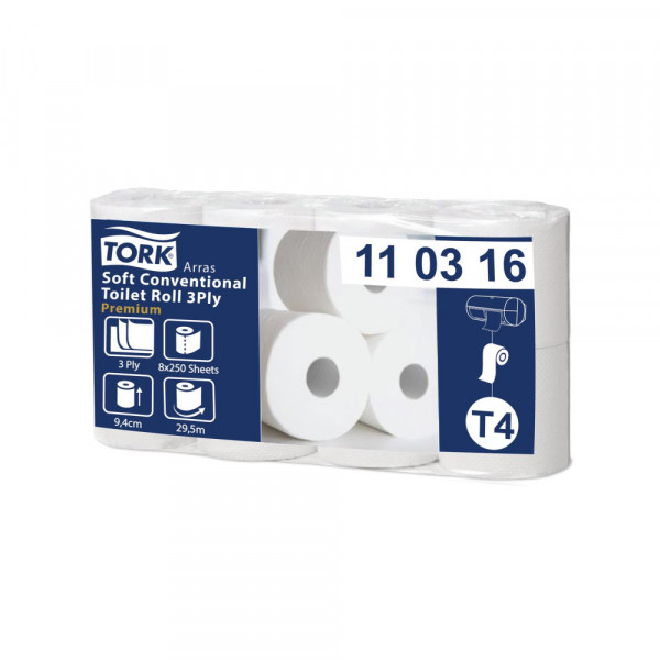 8856 Toalet papir za dispenzer Tork T4 Conventional 250 listića 1/8 110316 - Slika 1