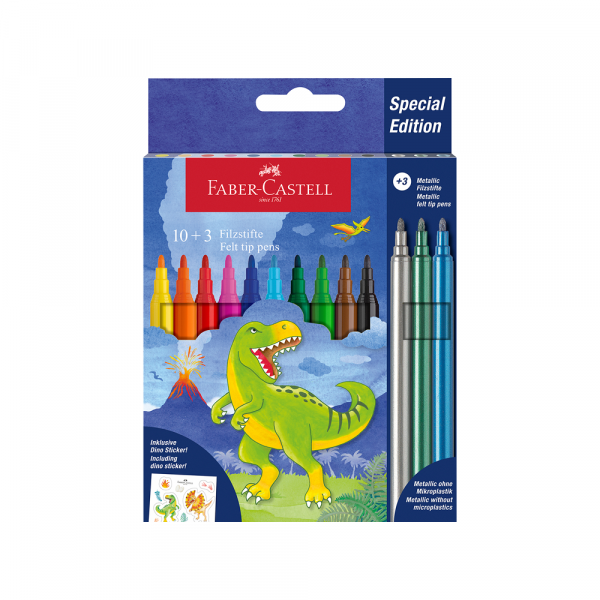 faber-castell_k678d_62542130.png Flomaster školski Faber Castell 1/10+3 Dinosaur 554214 - Slika 1