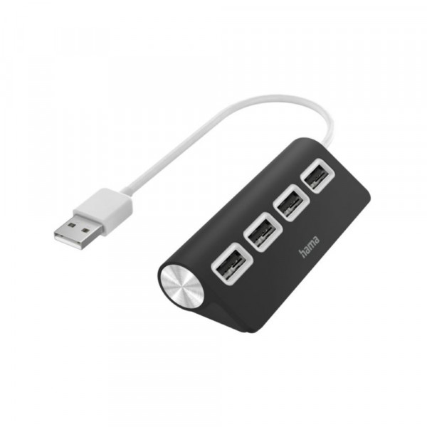 hama_h012d_108203700.jpg USB HUB Hama 4 porta, USB A 2.0, crni - Slika 1