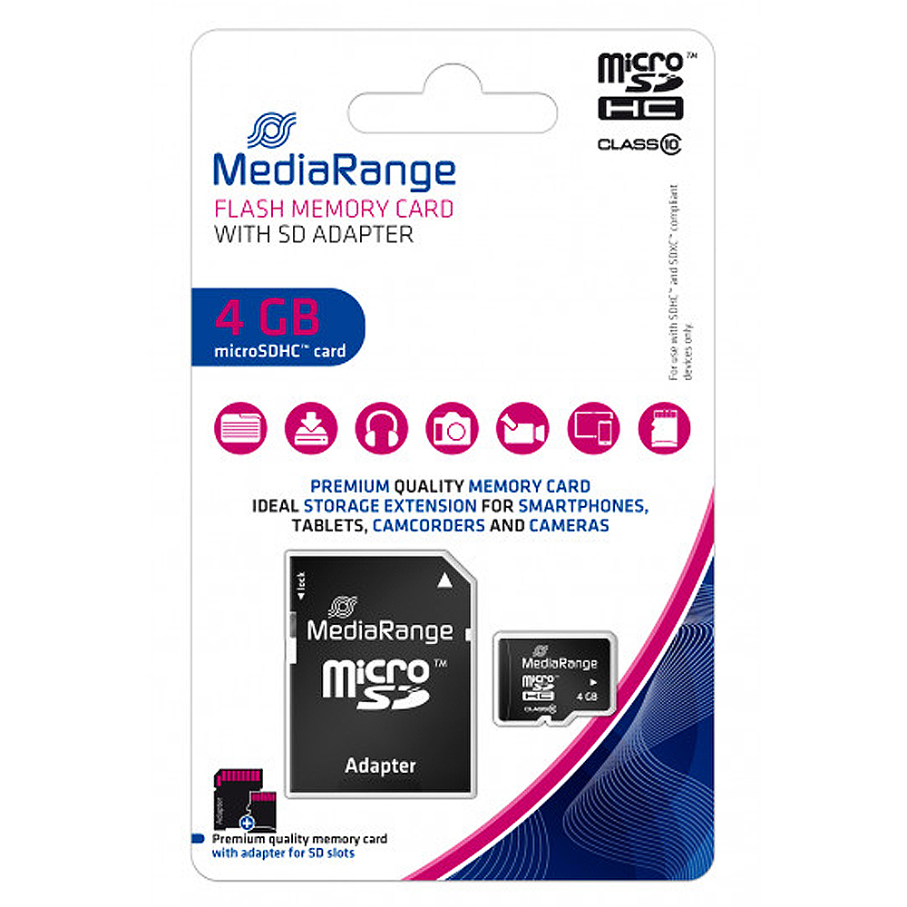 no-brand_5810v_170829304.jpg MicroSD MediaRange (+ SD adapter) 4GB klasa 10 - Slika 1