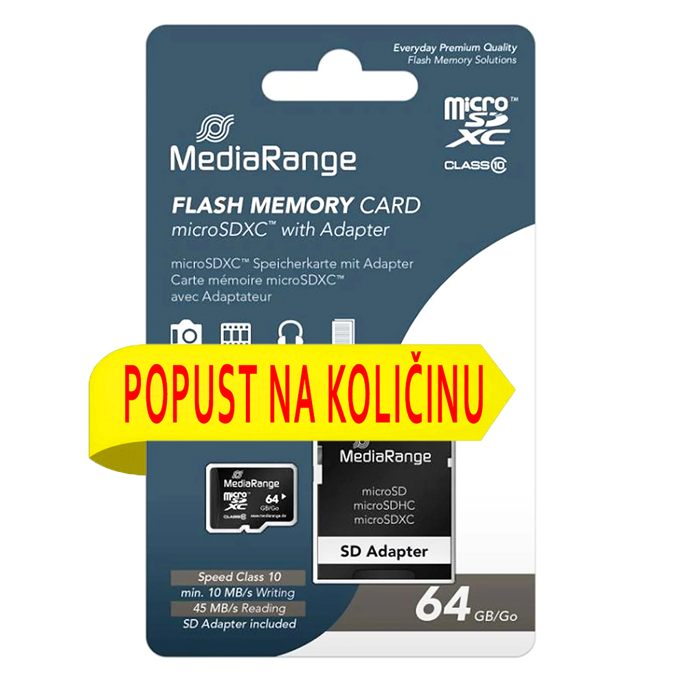 no-brand_7762v_225054233.jpg MicroSD MediaRange (+ SD adapter) 64GB klasa 10 - Slika 1