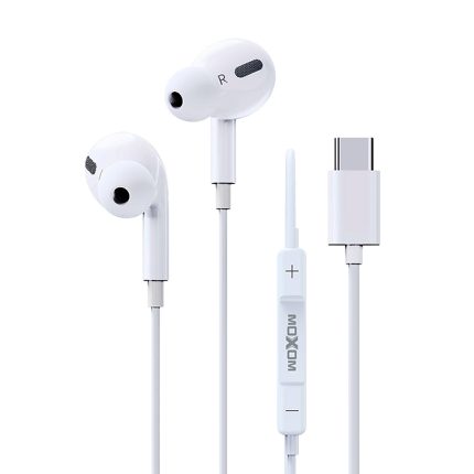 Slušalice sa mikrofonom Moxom (USB tip C priključak) bele