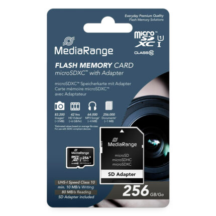 MicroSD MediaRange (+ SD adapter) 256GB klasa 10
