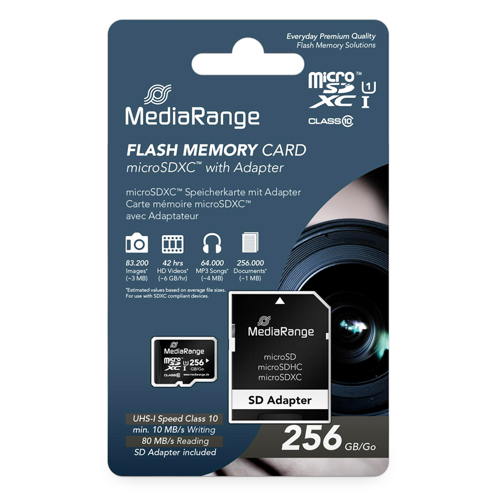 no-brand_7835v_176922171.jpg MicroSD MediaRange (+ SD adapter) 256GB klasa 10 - Slika 1